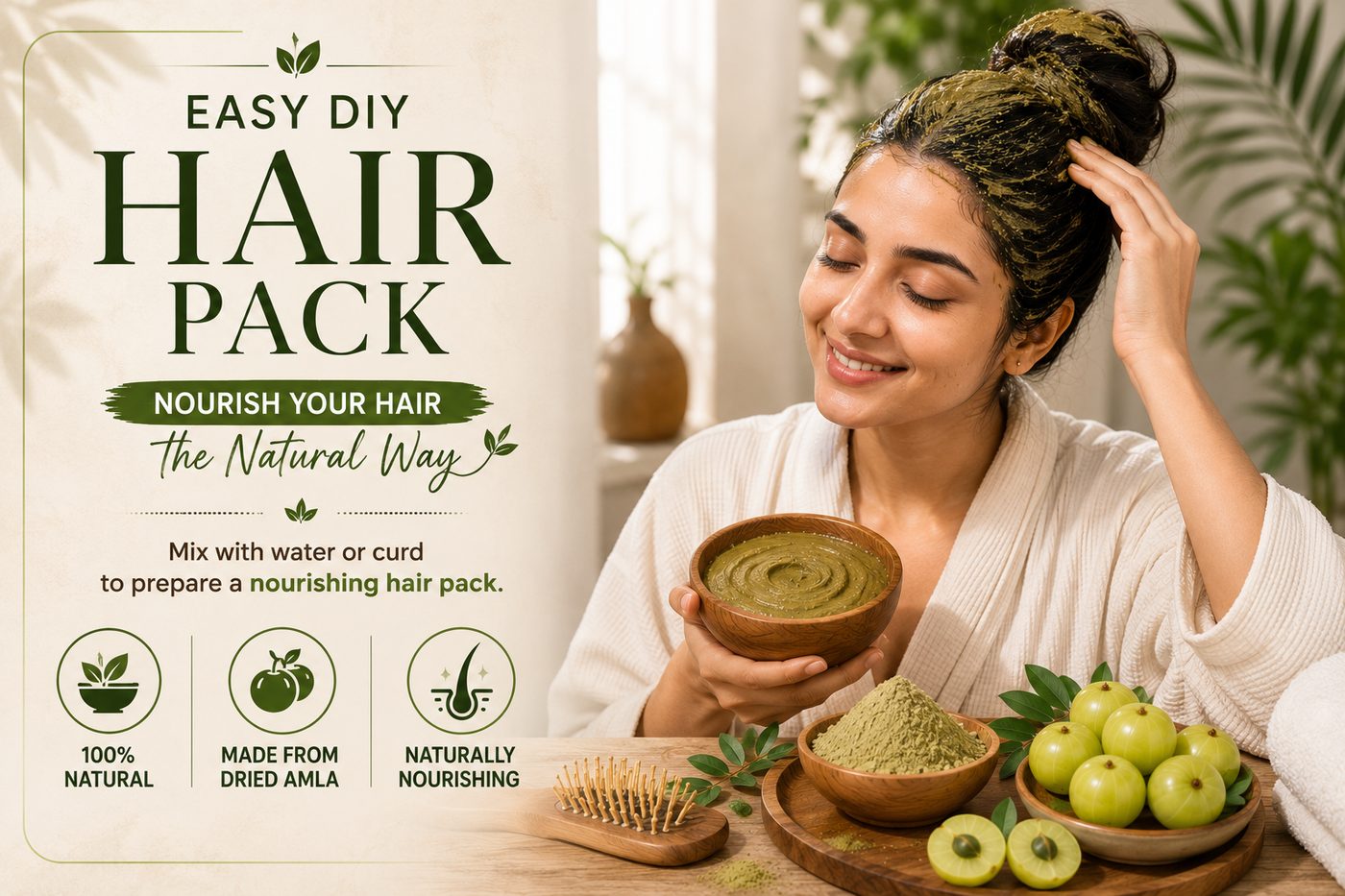 Easy DIY Hair Pack using Amla Powder — mix with water or curd for nourishing hair pack