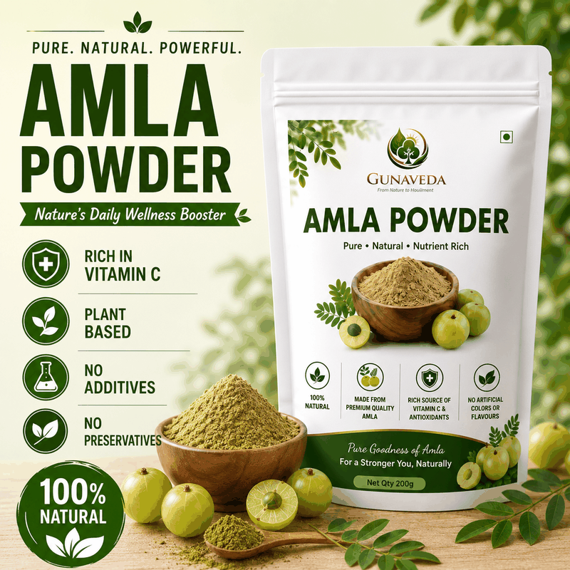 Gunaveda Amla Powder 200g pack — Pure, Natural, Powerful